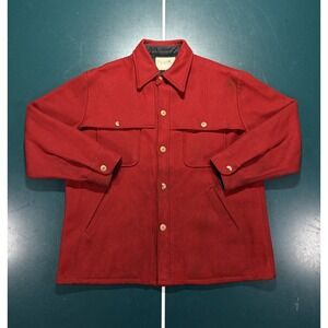 Vintage Fox Knapp Wool CPO Shirt Jacket Men's XL Red Heavy Hunting Shacket 70s
